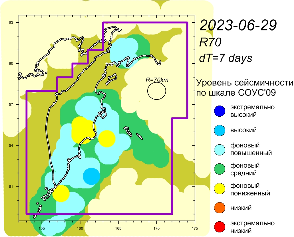 Cейсмическая обстановка в Камчатском крае по состоянию на 30 июня 2023 г.