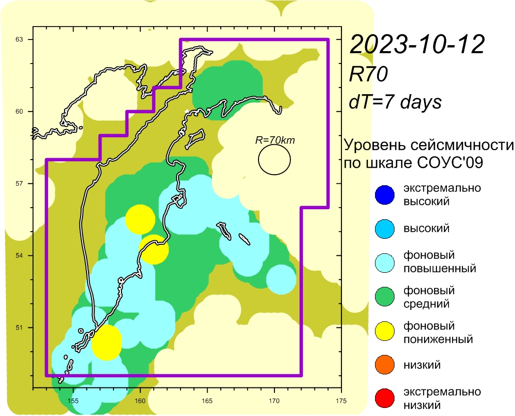 Cейсмическая обстановка в Камчатском крае по состоянию на 13 октября 2023 г.