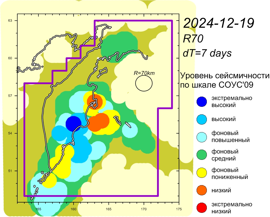 Cейсмическая  обстановка в Камчатском крае по состоянию на 20 декабря 2024