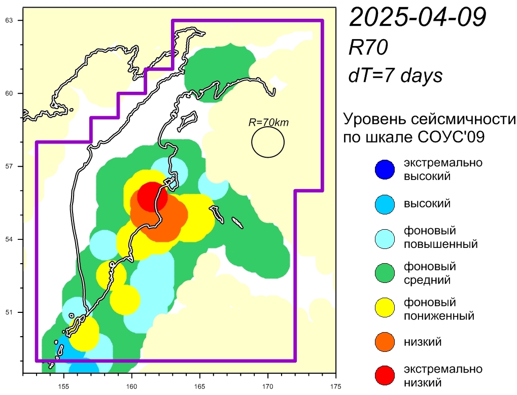 Cейсмическая обстановка в Камчатском крае по состоянию на 11 апреля 2025 г.
