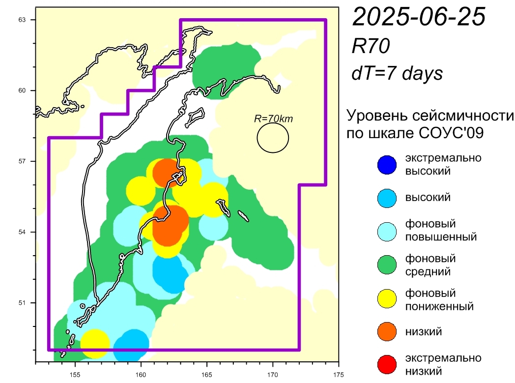 Cейсмическая обстановка в Камчатском крае по состоянию на 27 июня 2025 г.