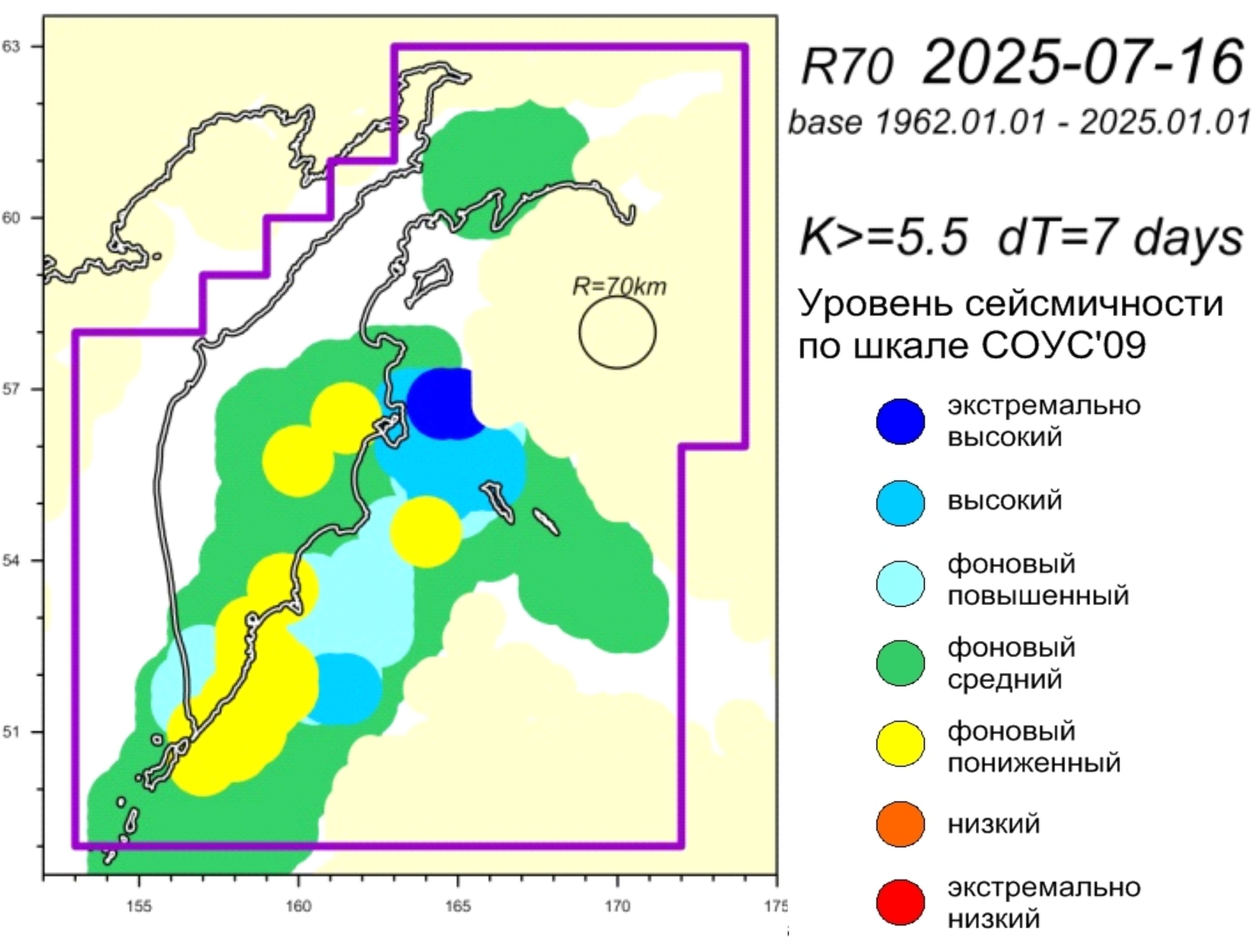 Cейсмическая обстановка в Камчатском крае по состоянию на 18 июля 2025 г.