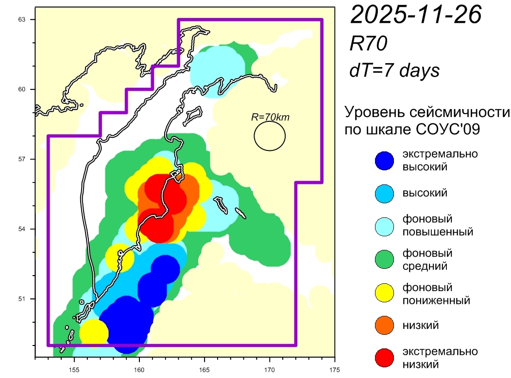 Cейсмическая и вулканическая обстановка в Камчатском крае по состоянию на 28 ноября 2025 г.