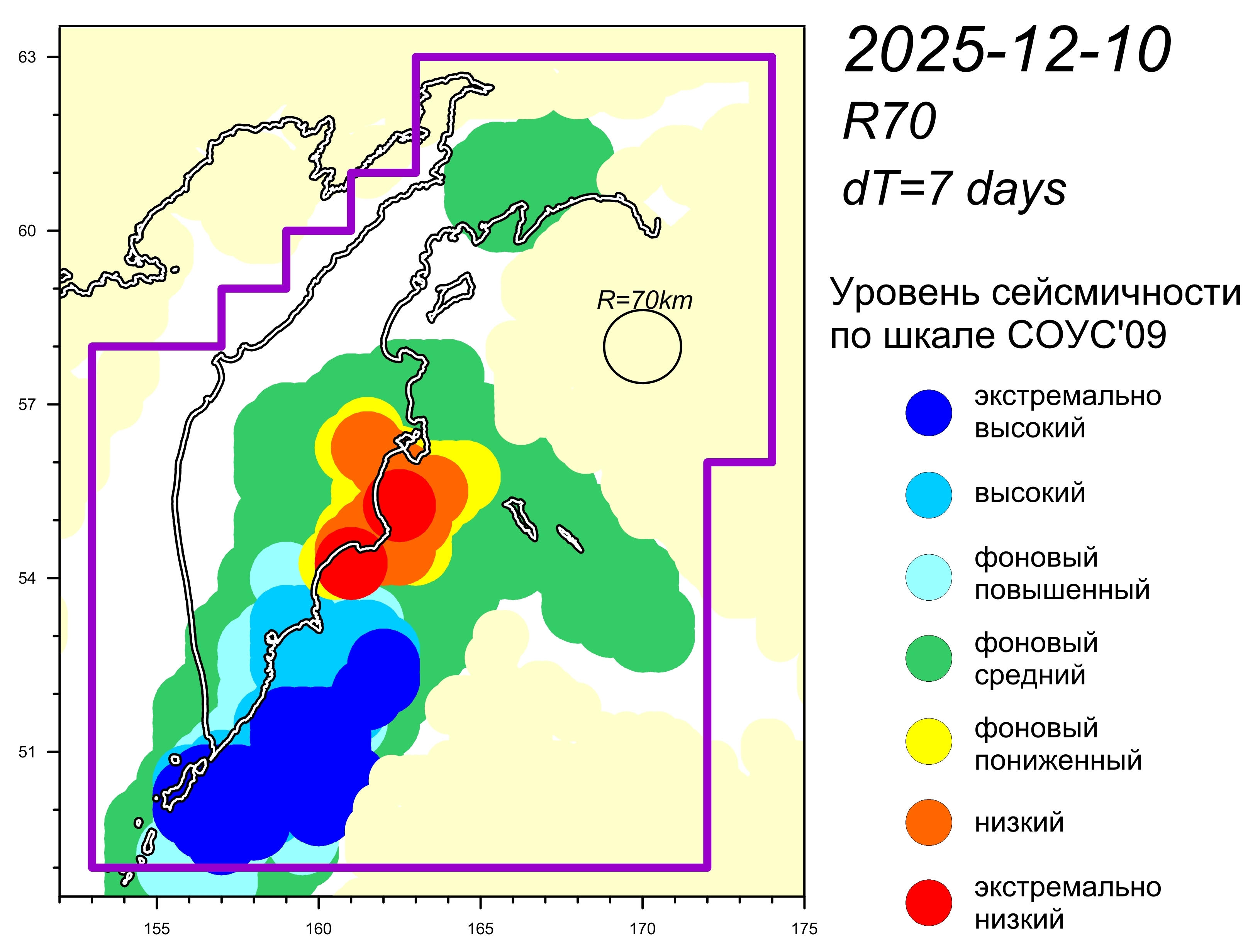 Cейсмическая обстановка в Камчатском крае по состоянию на 12 декабря 2025 г.