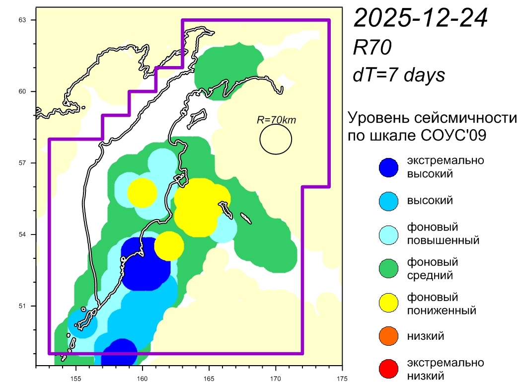 Cейсмическая обстановка в Камчатском крае по состоянию на 26 декабря 2025 г.