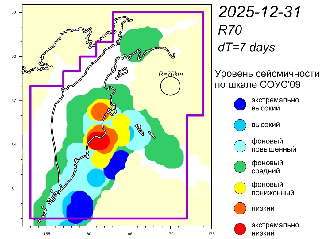 Cейсмическая обстановка в Камчатском крае по состоянию на 02 января 2026 г.