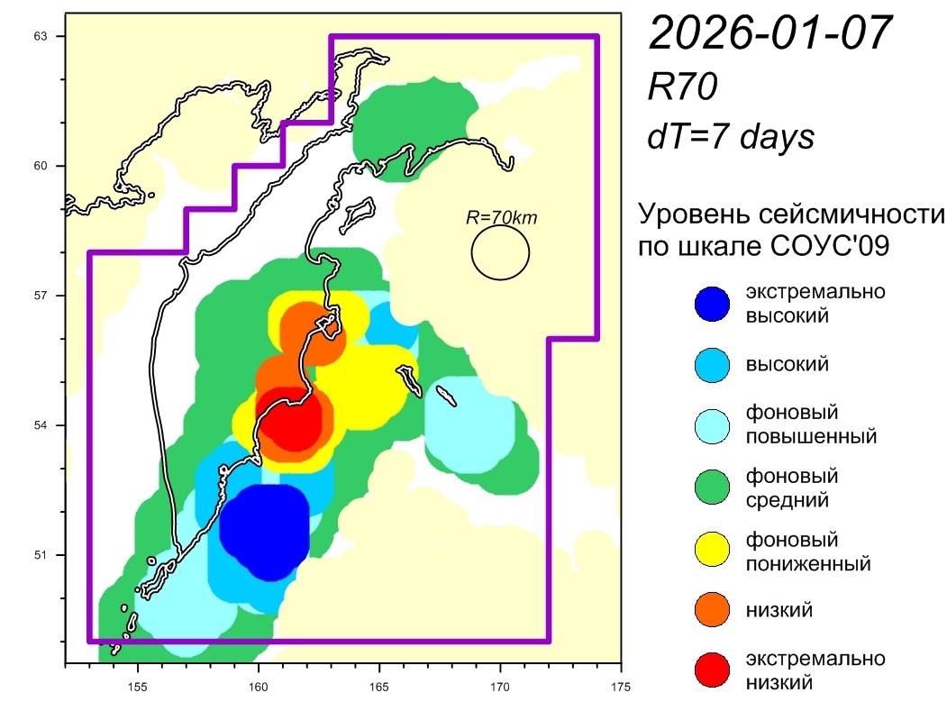Cейсмическая обстановка в Камчатском крае по состоянию на 09 января 2026 г.