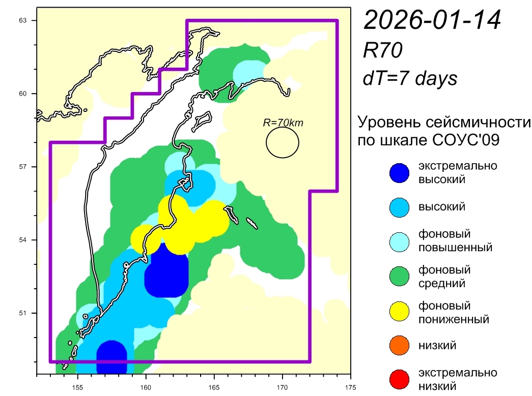 Cейсмическая обстановка в Камчатском крае по состоянию на 16 января 2026 г.